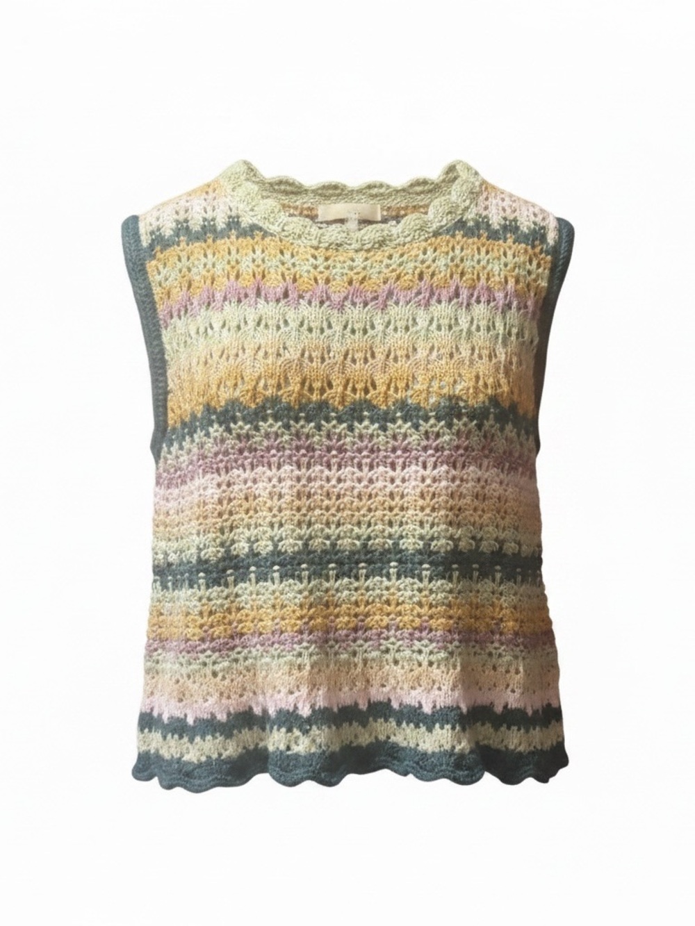 Women's Pastel Crochet Sleeveless Top - Multicolor